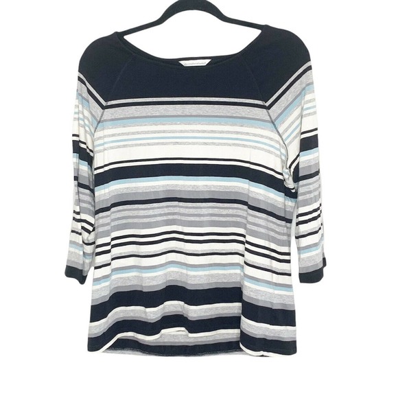 Christopher & Banks Tops - Christopher & Banks Black Stripe 3/4 Sleeve Shirt Size XL